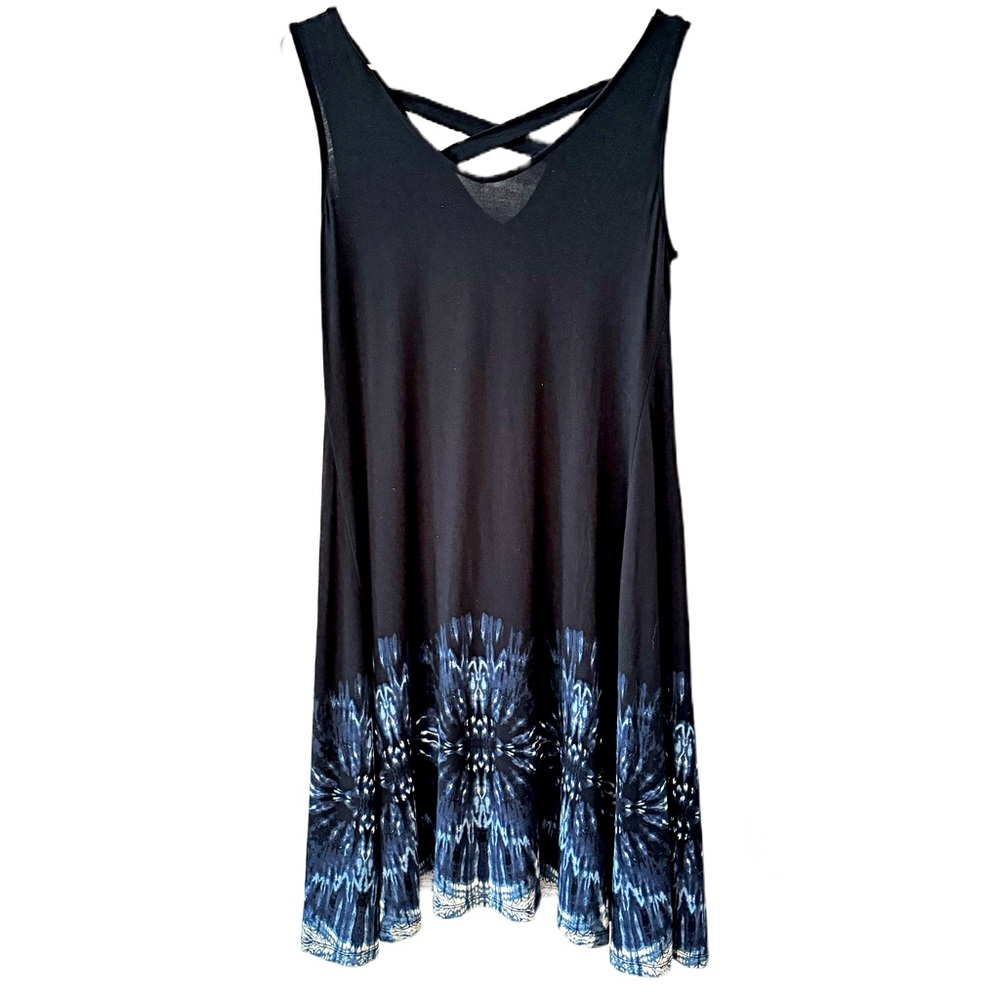 Style & Co. Sleeveless Swing Midi Dress Starburst Print Criss Cross Back Size SP